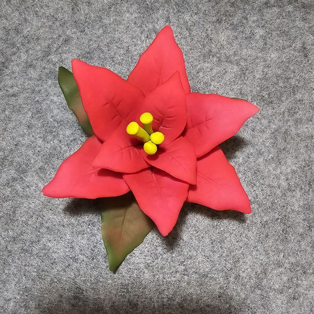 Vintage Capodimonte Hand Painted Porcelain Flowers  Italy Poinsettia Holiday